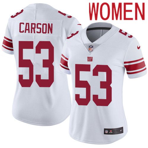 Women New York Giants #53 Harry Carson Nike White Vapor Limited NFL Jersey
